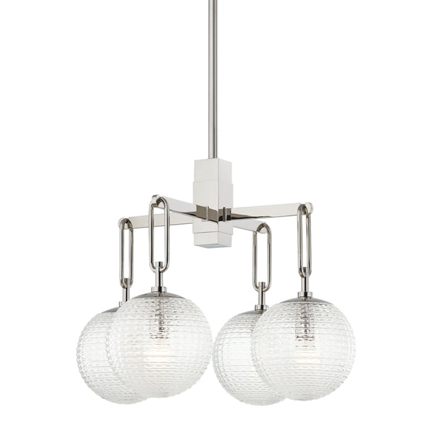 Hudson Valley - 7104-PN - Four Light Chandelier - Jewett - Polished Nickel from Lighting & Bulbs Unlimited in Charlotte, NC
