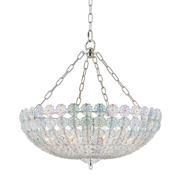 Hudson Valley - 8224-PN - Eight Light Chandelier - Floral Park - Polished Nickel from Lighting & Bulbs Unlimited in Charlotte, NC