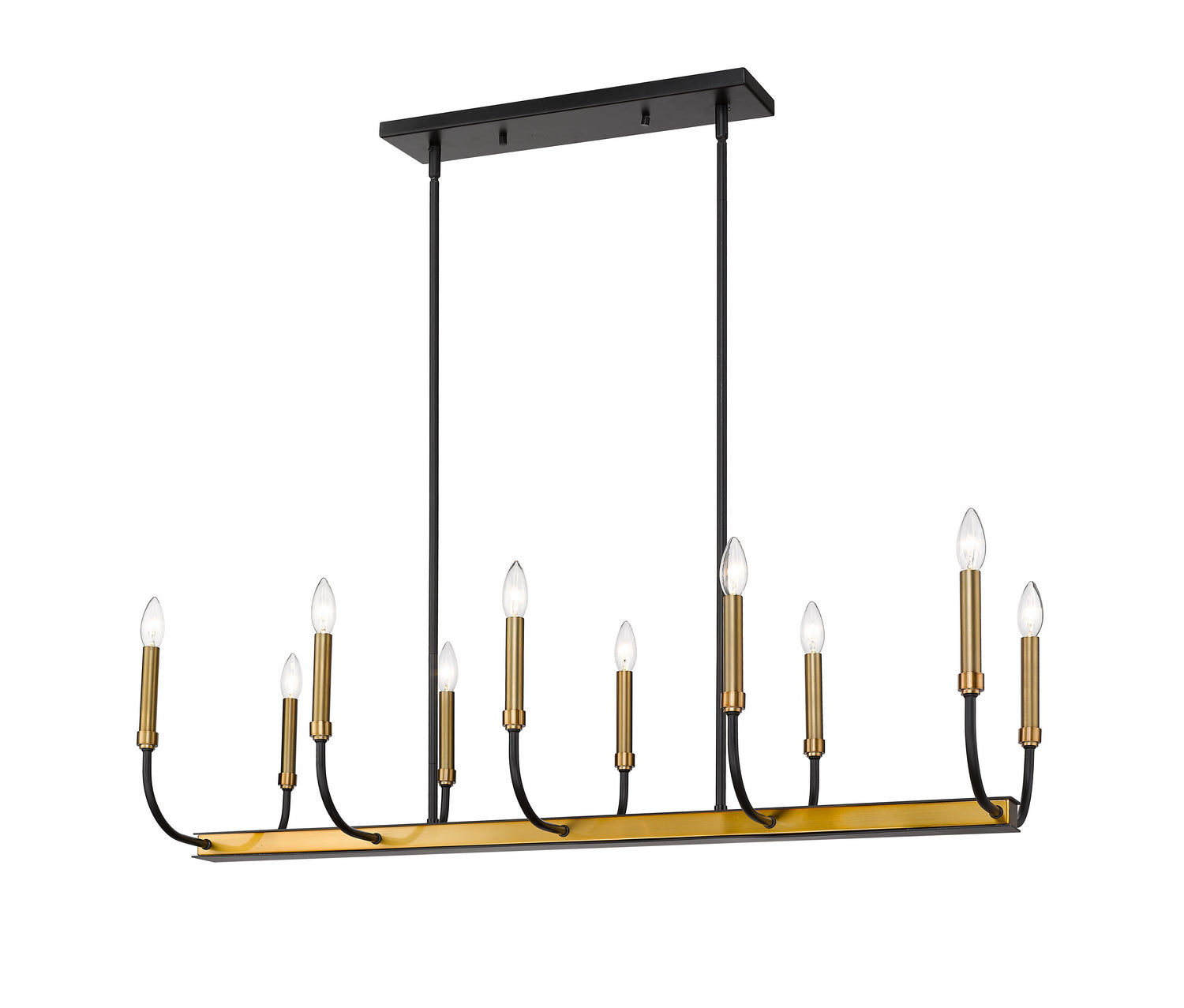 Z-Lite - 479-10L-MB-OBR - Ten Light Chandelier - Haylie - Matte Black / Olde Brass from Lighting & Bulbs Unlimited in Charlotte, NC