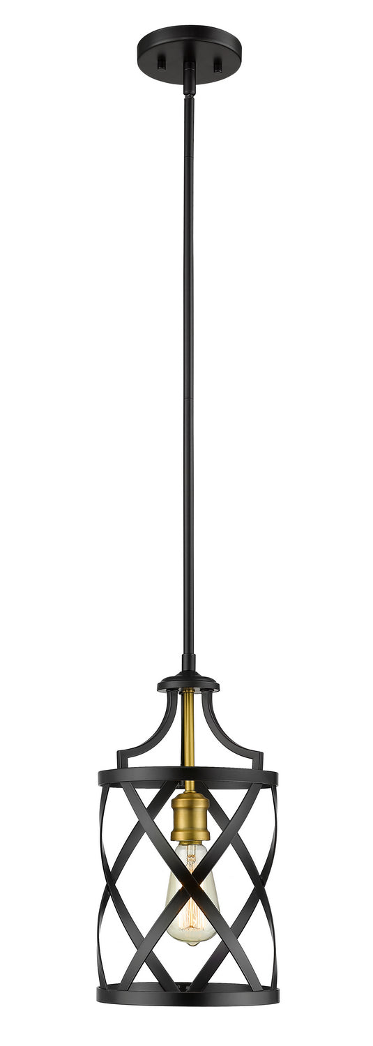 Z-Lite - 481MP-MB-OBR - One Light Mini Pendant - Malcalester - Matte Black / Olde Brass from Lighting & Bulbs Unlimited in Charlotte, NC