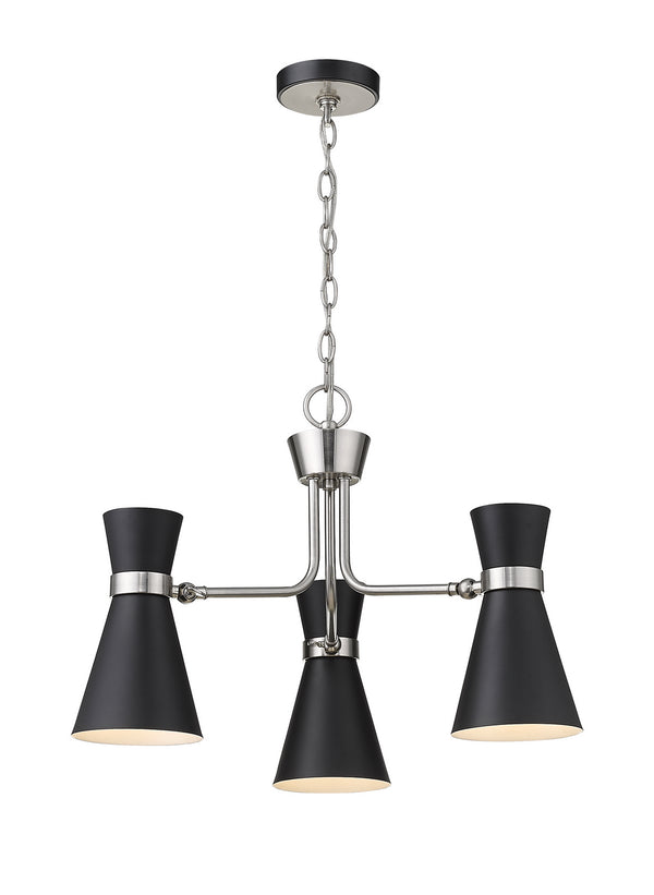 Z-Lite - 728-3MB-BN - Three Light Chandelier - Soriano - Matte Black / Brushed Nickel from Lighting & Bulbs Unlimited in Charlotte, NC