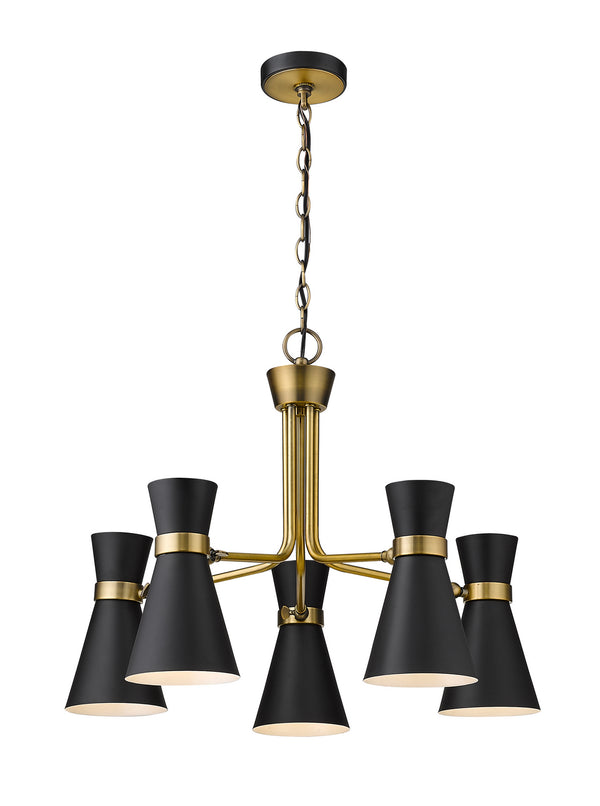 Z-Lite - 728-5MB-HBR - Five Light Chandelier - Soriano - Matte Black / Heritage Brass from Lighting & Bulbs Unlimited in Charlotte, NC