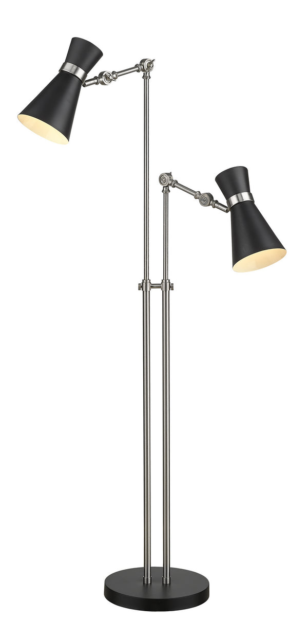 Z-Lite - 728FL-MB-BN - Two Light Floor Lamp - Soriano - Matte Black / Brushed Nickel from Lighting & Bulbs Unlimited in Charlotte, NC