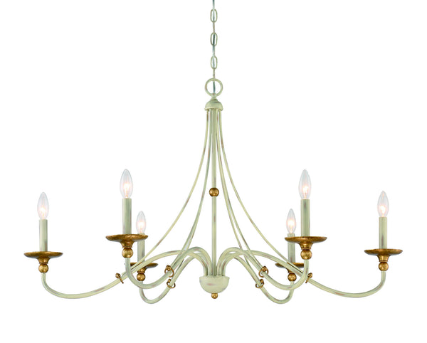 Minka-Lavery - 1046-701 - Six Light Chandelier - Westchester County - Farm House White With Gilded G from Lighting & Bulbs Unlimited in Charlotte, NC