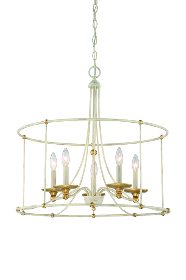 Minka-Lavery - 1047-701 - Five Light Chandelier - Westchester County - Farm House White With Gilded G from Lighting & Bulbs Unlimited in Charlotte, NC