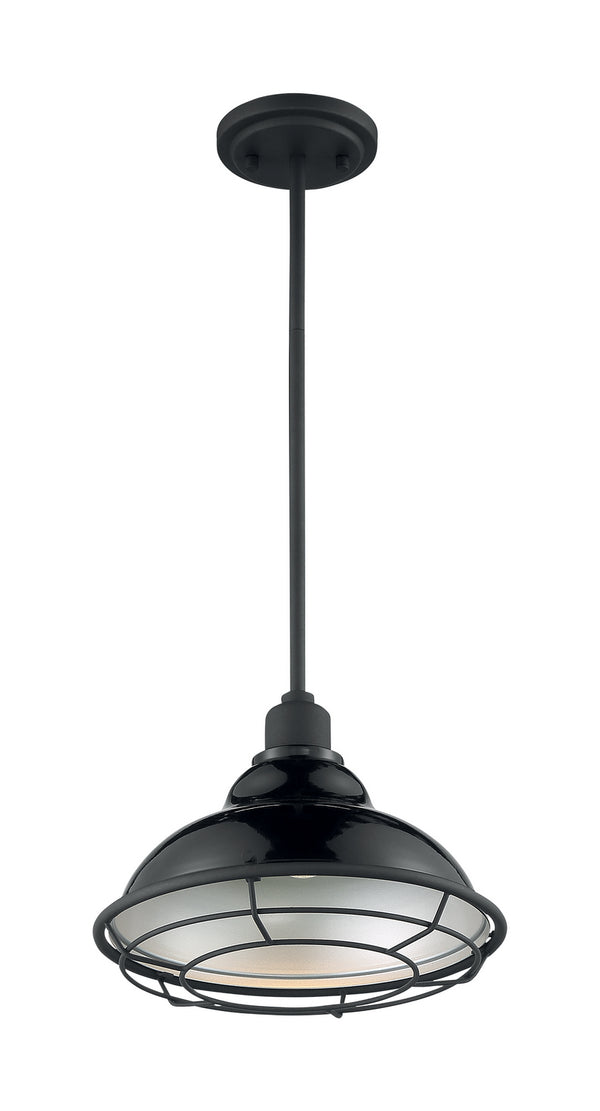 Nuvo Lighting - 60-7004 - One Light Pendant - Newbridge - Gloss Black / Silver from Lighting & Bulbs Unlimited in Charlotte, NC