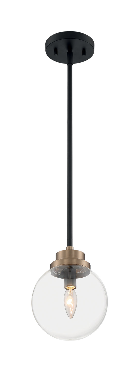 Nuvo Lighting - 60-7121 - One Light Pendant - Axis - Matte Black / Brass Accents from Lighting & Bulbs Unlimited in Charlotte, NC