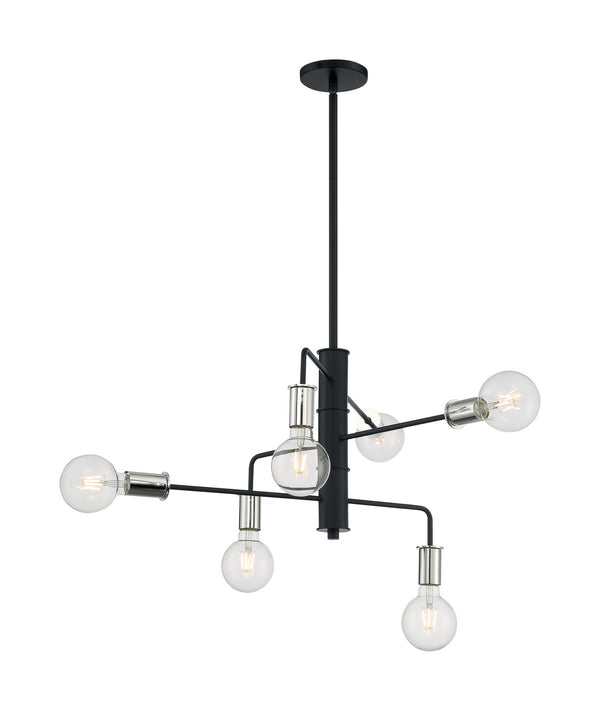 Nuvo Lighting - 60-7354 - Six Light Chandelier - Ryder - Black / Polished Nickel from Lighting & Bulbs Unlimited in Charlotte, NC