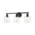 Three Light Bath Vanity from the Fisher Collection in Matte Black Finish by Golden