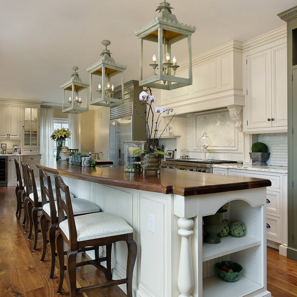Four Light Pendant from the Finley Collection in Vintage Sage Finish by Golden