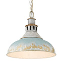 One Light Pendant from the Kinsley Collection in Aged Galvanized Steel Finish by Golden