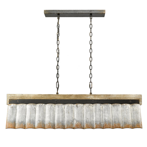 Five Light Linear Pendant from the Waylon Collection in Antique Black Iron Finish by Golden