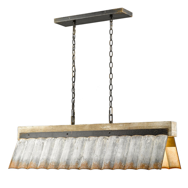 Five Light Linear Pendant from the Waylon Collection in Antique Black Iron Finish by Golden