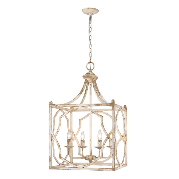 Four Light Pendant from the Laurent Collection in Antique Ivory Finish by Golden