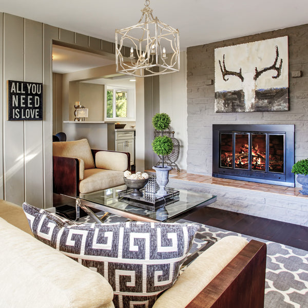Four Light Pendant from the Laurent Collection in Antique Ivory Finish by Golden