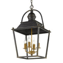 Four Light Pendant from the Christoff Collection in Antique Black Iron Finish by Golden