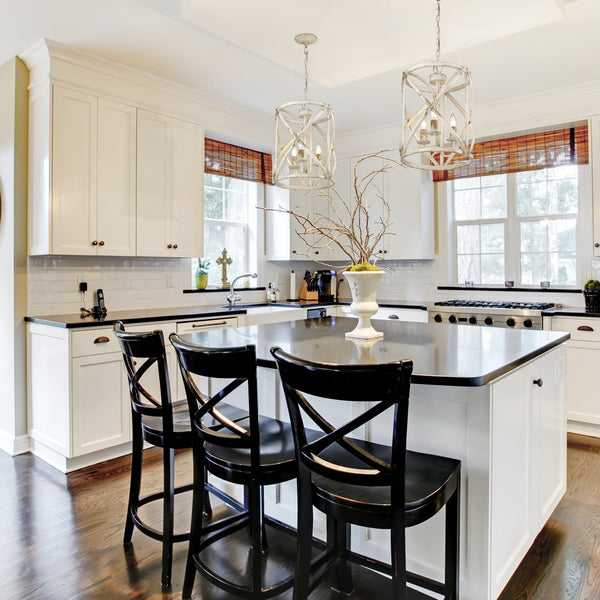 Three Light Pendant from the Alcott Collection in Antique Ivory Finish by Golden