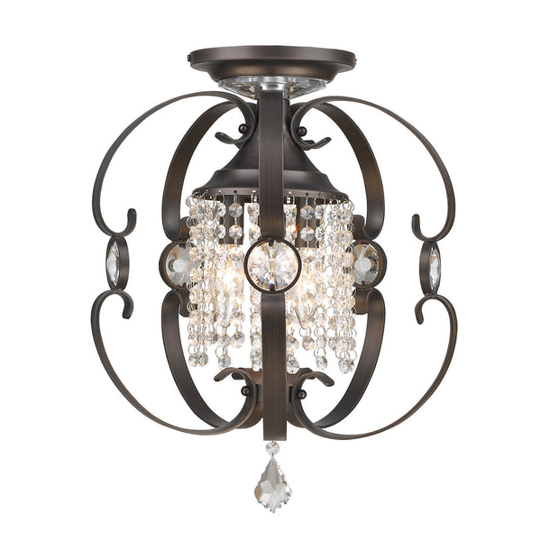 Three Light Mini Chandelier from the Ella EBB Collection in Brushed Etruscan Bronze Finish by Golden