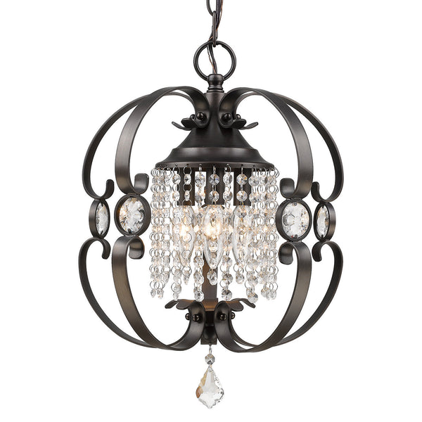 Golden - 1323-M3 EBB - Three Light Mini Chandelier - Ella EBB - Brushed Etruscan Bronze from Lighting & Bulbs Unlimited in Charlotte, NC