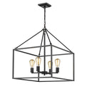 Four Light Chandelier from the Wesson Collection in Matte Black Finish by Golden