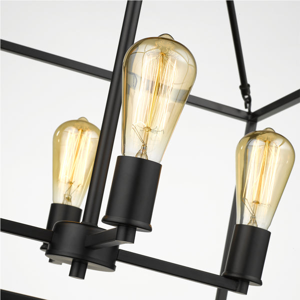 Four Light Chandelier from the Wesson Collection in Matte Black Finish by Golden