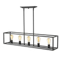 Five Light Linear Pendant from the Wesson Collection in Matte Black Finish by Golden