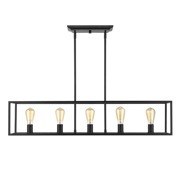 Golden - 2072-LP BLK - Five Light Linear Pendant - Wesson - Matte Black from Lighting & Bulbs Unlimited in Charlotte, NC