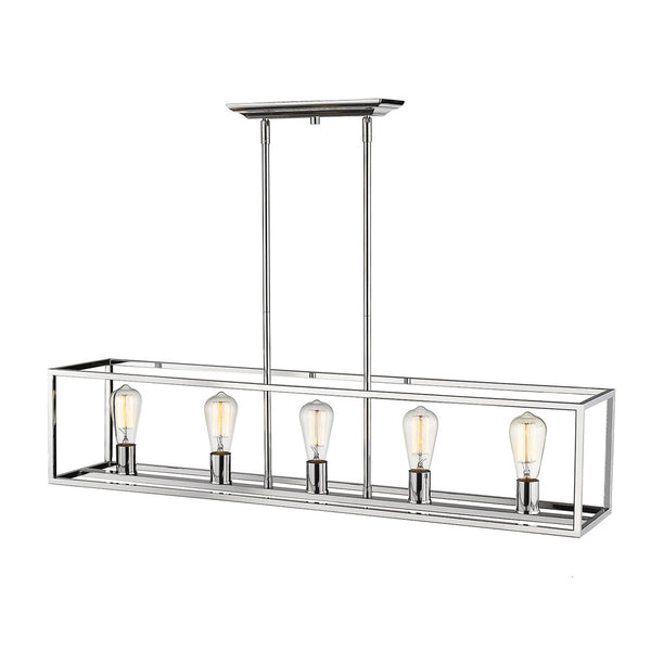 Five Light Linear Pendant from the Wesson CH Collection in Chrome Finish by Golden