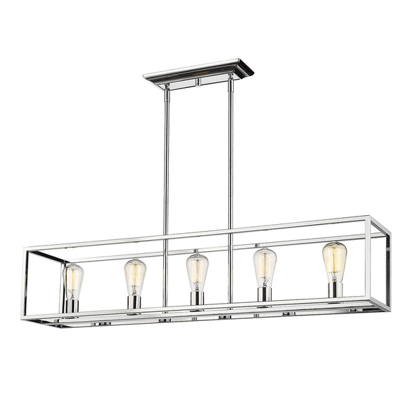 Five Light Linear Pendant from the Wesson CH Collection in Chrome Finish by Golden