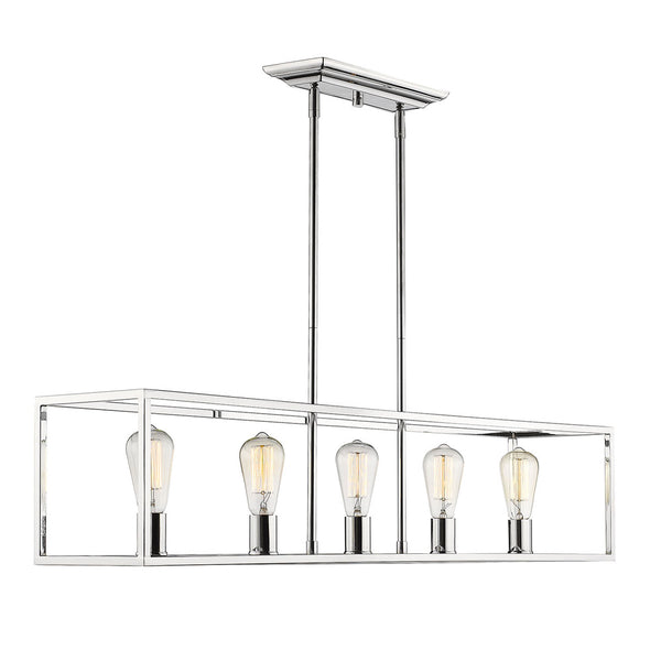 Five Light Linear Pendant from the Wesson CH Collection in Chrome Finish by Golden