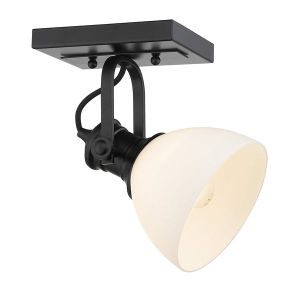 One Light Semi-Flush Mount from the Hines BLK Collection in Matte Black Finish by Golden