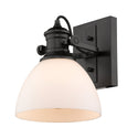 One Light Semi-Flush Mount from the Hines BLK Collection in Matte Black Finish by Golden