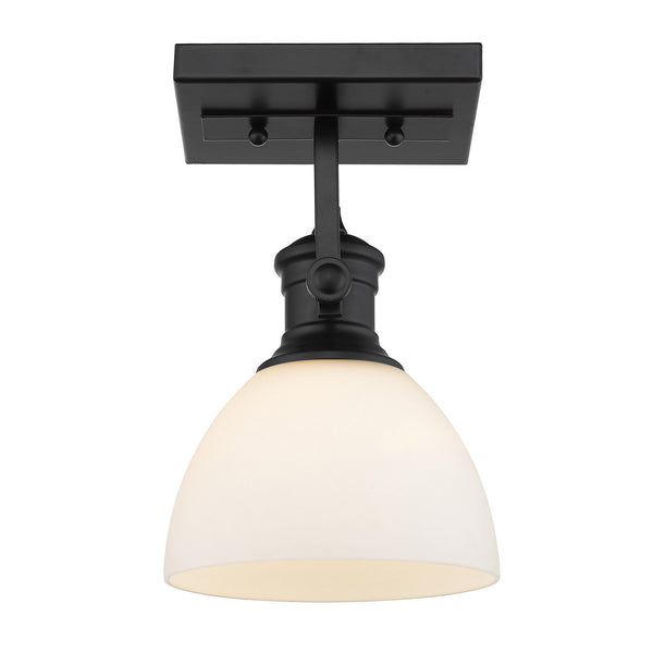 Golden - 3118-1SF BLK-OP - One Light Semi-Flush Mount - Hines BLK - Matte Black from Lighting & Bulbs Unlimited in Charlotte, NC