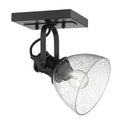 One Light Semi-Flush Mount from the Hines BLK Collection in Matte Black Finish by Golden