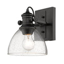 One Light Semi-Flush Mount from the Hines BLK Collection in Matte Black Finish by Golden