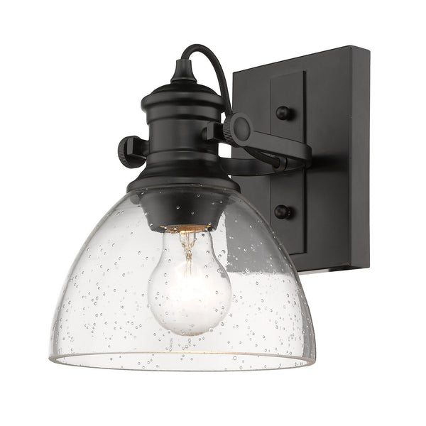 One Light Semi-Flush Mount from the Hines BLK Collection in Matte Black Finish by Golden