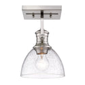 One Light Semi-Flush Mount from the Hines PW Collection in Pewter Finish by Golden