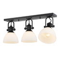 Three Light Semi-Flush Mount from the Hines BLK Collection in Matte Black Finish by Golden