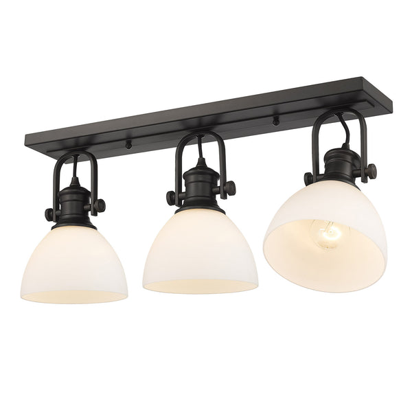 Three Light Semi-Flush Mount from the Hines RBZ Collection in Rubbed Bronze Finish by Golden