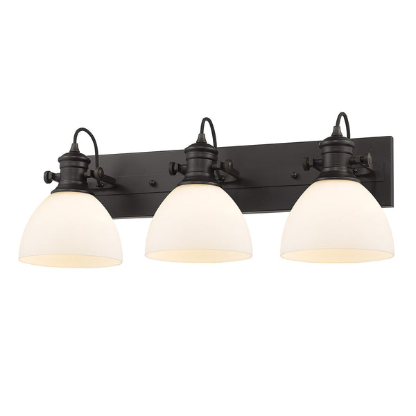 Three Light Semi-Flush Mount from the Hines RBZ Collection in Rubbed Bronze Finish by Golden