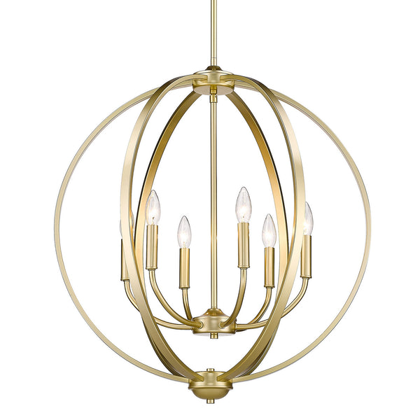 Six Light Chandelier from the Colson OG Collection in Olympic Gold Finish by Golden