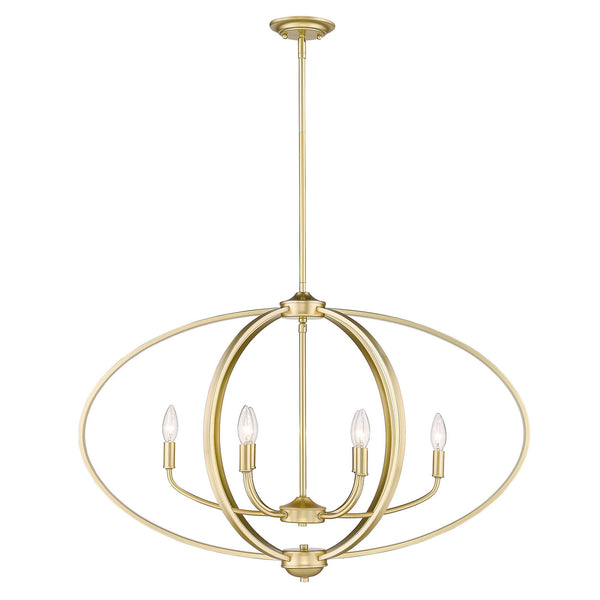 Six Light Linear Pendant from the Colson OG Collection in Olympic Gold Finish by Golden