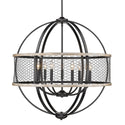 Nine Light Chandelier from the Roost Collection in Matte Black Finish by Golden