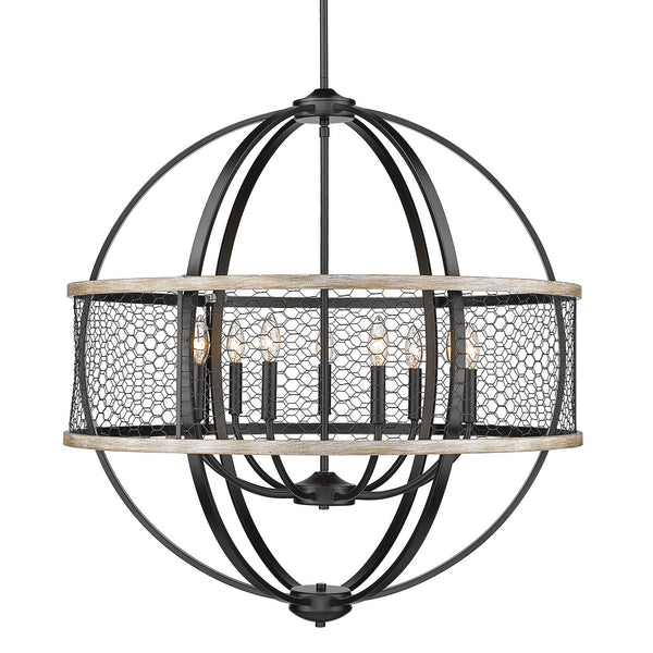 Nine Light Chandelier from the Roost Collection in Matte Black Finish by Golden