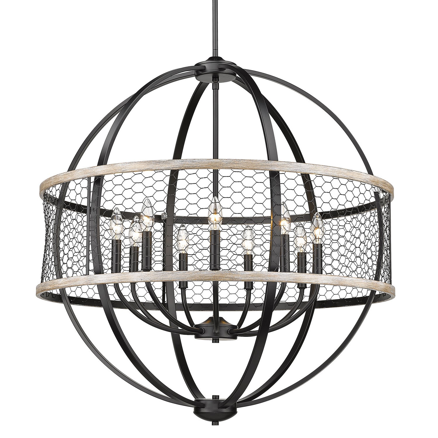 Golden - 3170-9 BLK-CW - Nine Light Chandelier - Roost - Matte Black from Lighting & Bulbs Unlimited in Charlotte, NC