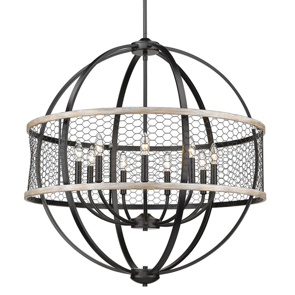Golden - 3170-9 BLK-CW - Nine Light Chandelier - Roost - Matte Black from Lighting & Bulbs Unlimited in Charlotte, NC