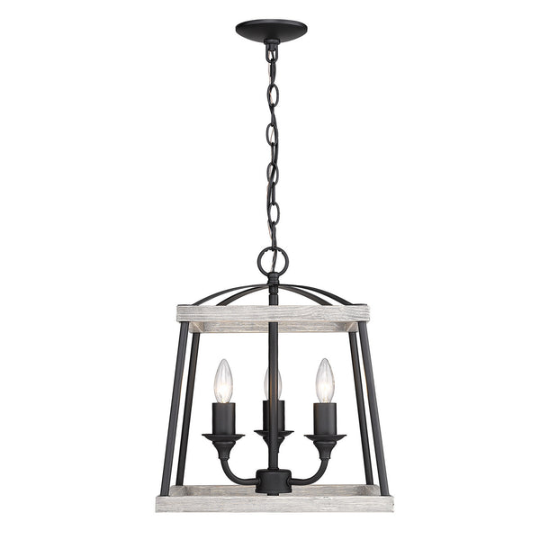 Three Light Pendant from the Teagan Collection in Natural Black Finish by Golden