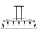 Five Light Linear Pendant from the Teagan Collection in Natural Black Finish by Golden