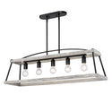 Five Light Linear Pendant from the Teagan Collection in Natural Black Finish by Golden