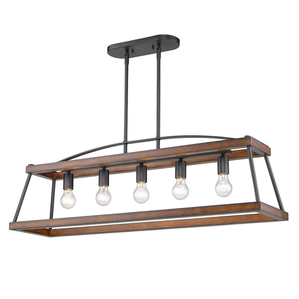 Golden - 3184-LP NB-RO - Five Light Linear Pendant - Teagan - Natural Black from Lighting & Bulbs Unlimited in Charlotte, NC